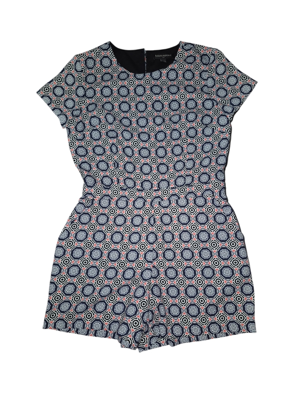 Banana Republic Tailored Geometric Print Short Romper With Pockets Size 2